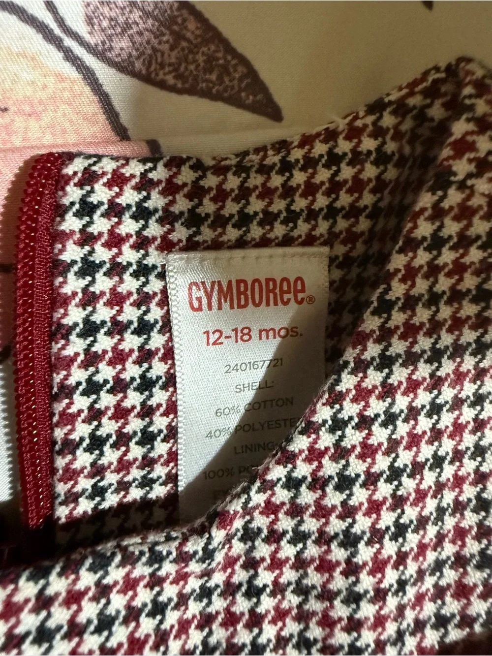 Gymboree Burgundy and Black Houndstooth Velvet-Bow Dress